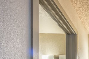 Stone Garden on Birch bathroom sink, mirrors, and living area